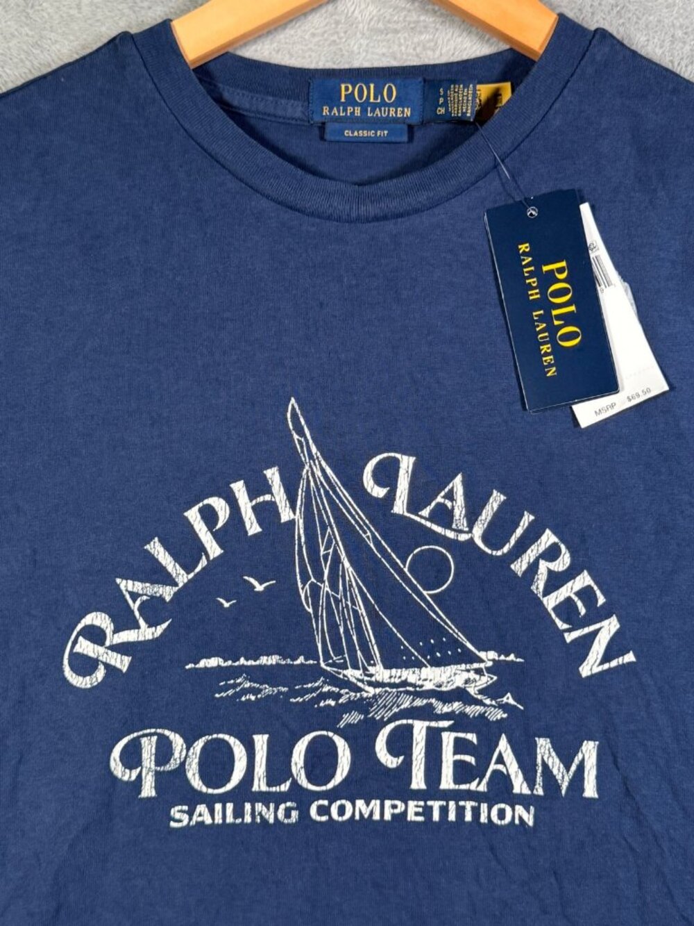 Polo Ralph Lauren T Shirt Mens S Blue Classic Fit Sailing Competition Team $70